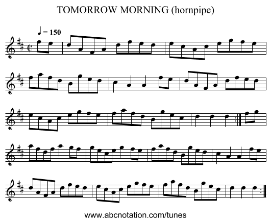 TOMORROW MORNING (hornpipe) - staff notation