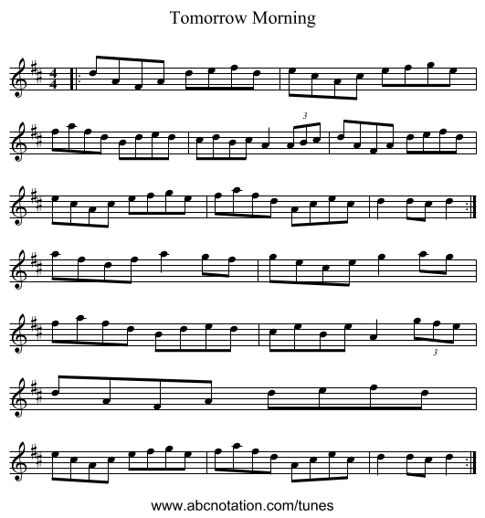 Tomorrow Morning - staff notation