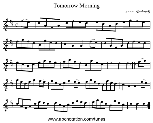 Tomorrow Morning - staff notation