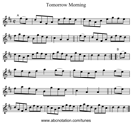 Tomorrow Morning - staff notation