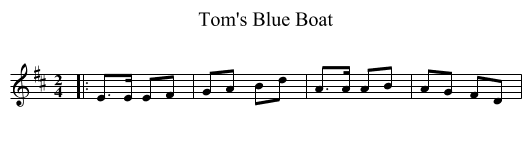 Tom's Blue Boat - staff notation
