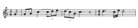 Tom's gone to Ilo - staff notation