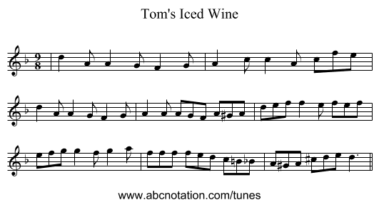 Tom's Iced Wine - staff notation