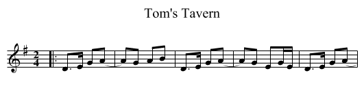 Tom's Tavern - staff notation