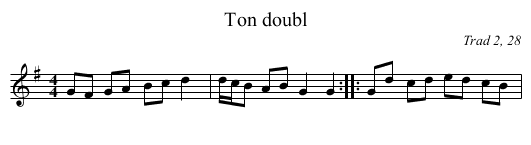 Ton doubl - staff notation