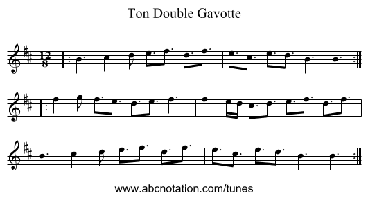 Ton Double Gavotte - staff notation