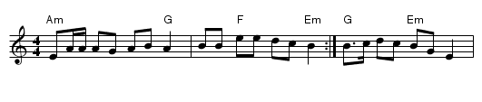 Ton double plin - staff notation