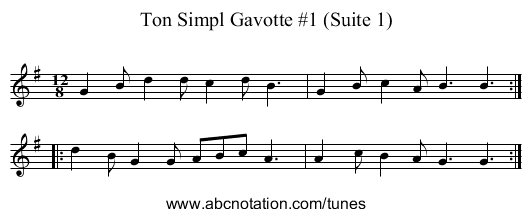 Ton Simpl Gavotte #1 (Suite 1) - staff notation