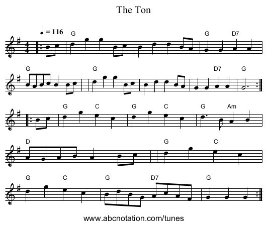 Ton, The - staff notation