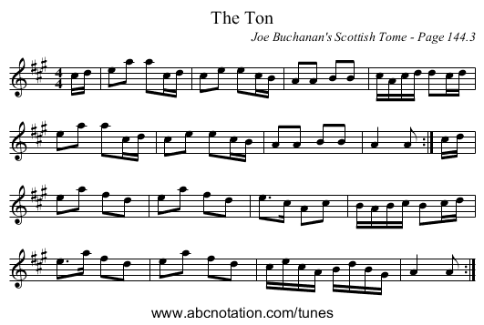 Ton, The - staff notation