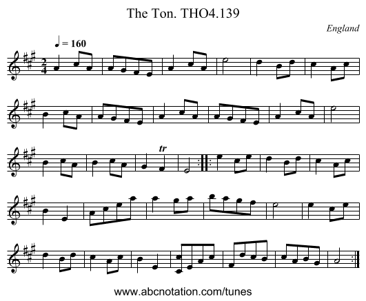 Ton. THO4.139, The - staff notation