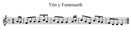 Tôn y Fammaeth - staff notation
