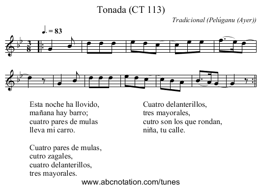 Tonada (CT 113) - staff notation