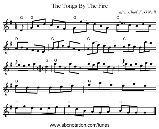 Tongs By The Fire, The - staff notation