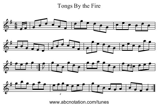 Tongs By the Fire - staff notation