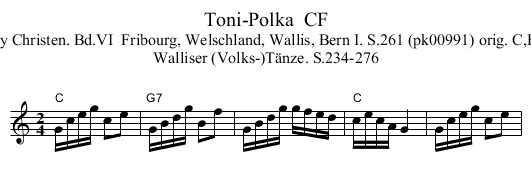 Toni-Polka  CF - staff notation
