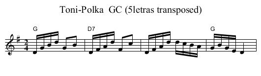 Toni-Polka  GC (5letras transposed) - staff notation