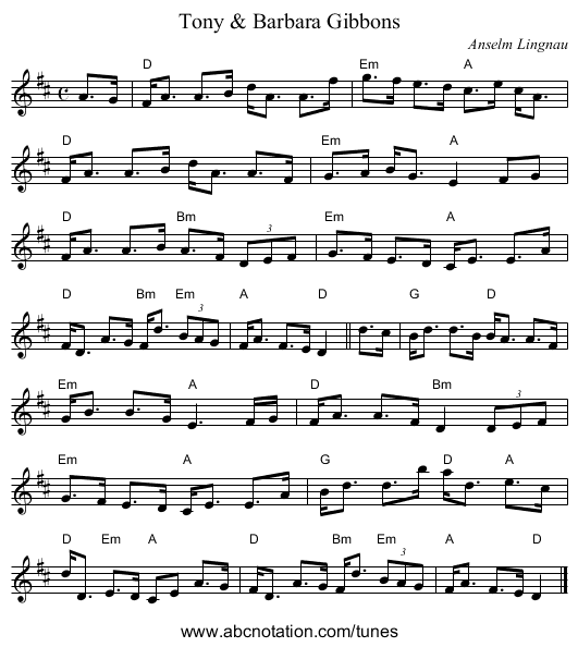 Tony & Barbara Gibbons - staff notation