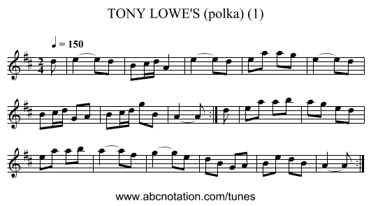 TONY LOWE'S (polka) (1) - staff notation