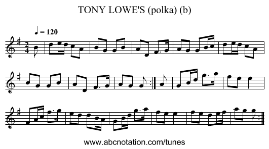TONY LOWE'S (polka) (b) - staff notation