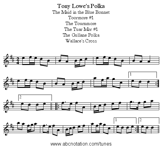 Tony Lowe's Polka - staff notation
