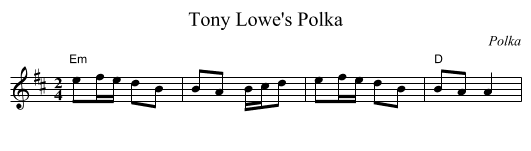 Tony Lowe's Polka - staff notation