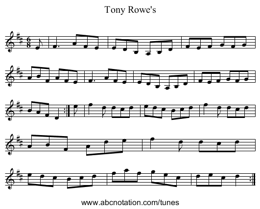 Tony Rowe's - staff notation