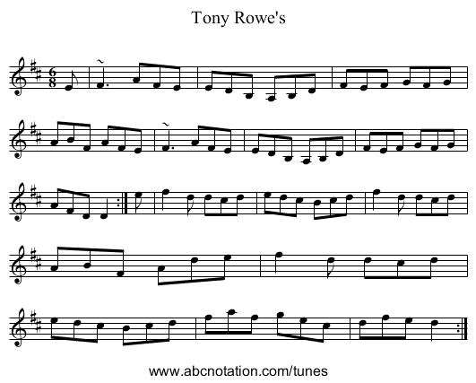 Tony Rowe's - staff notation
