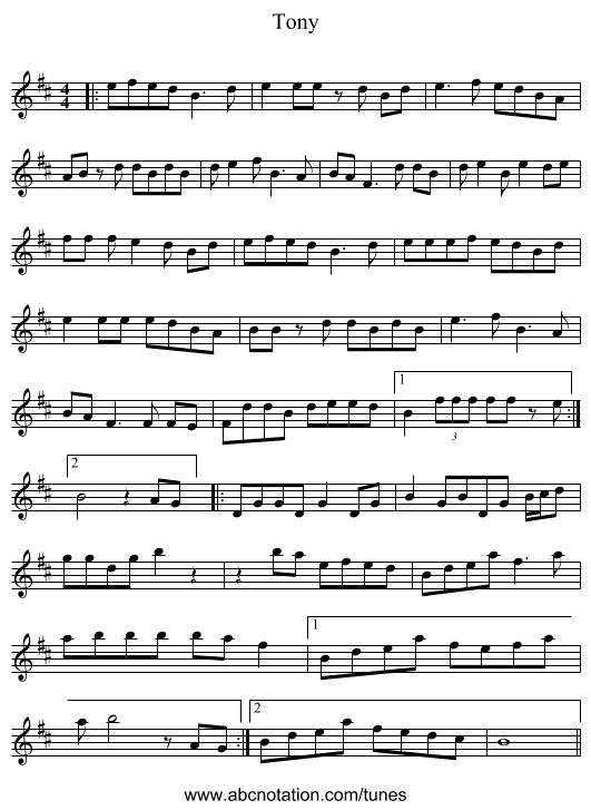 Tony - staff notation