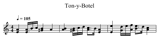 Ton-y-Botel - staff notation
