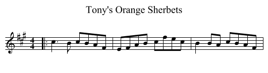 Tony's Orange Sherbets - staff notation