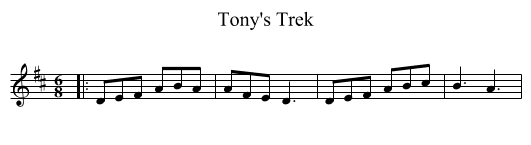 Tony's Trek - staff notation