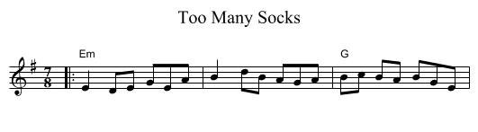 Too Many Socks - staff notation