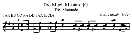 Too Much Mustard [G] - staff notation