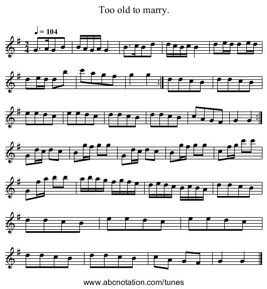 Too old to marry. - staff notation