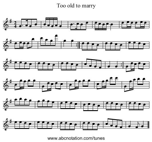 Too old to marry - staff notation