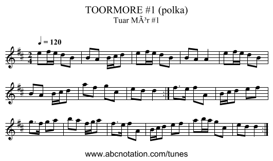 TOORMORE #1 (polka) - staff notation