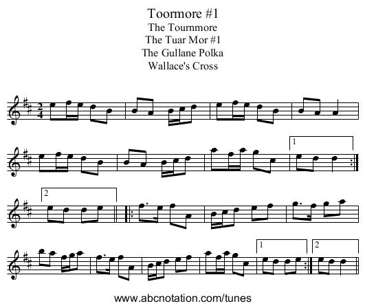 Toormore #1 - staff notation