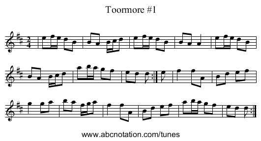 Toormore #1 - staff notation