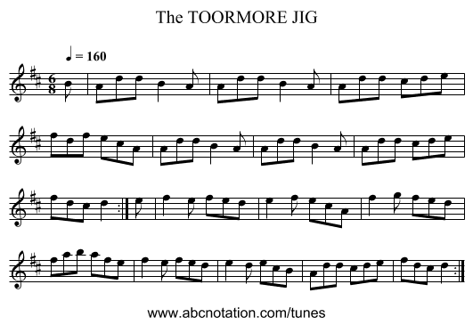 TOORMORE JIG, The - staff notation