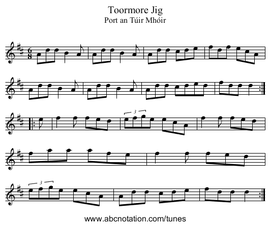 Toormore Jig - staff notation