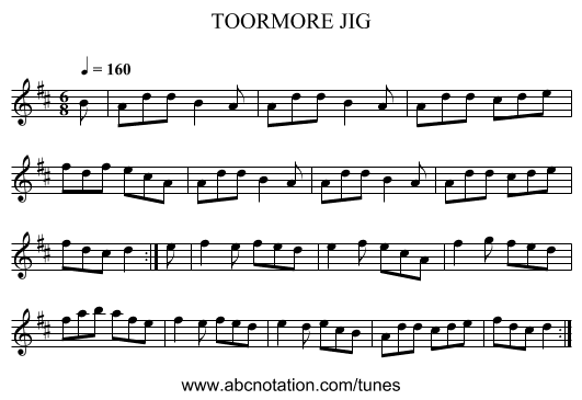 TOORMORE JIG - staff notation