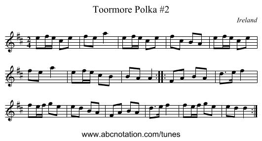 Toormore Polka #2 - staff notation
