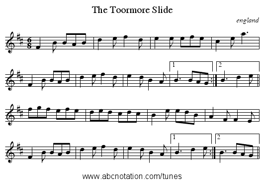 Toormore Slide, The - staff notation