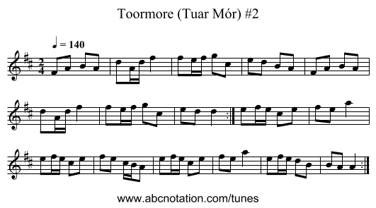 Toormore (Tuar Mór) #2 - staff notation
