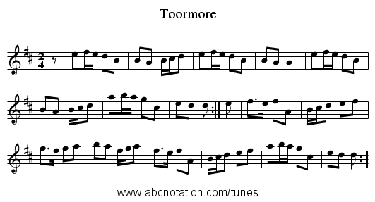 Toormore - staff notation