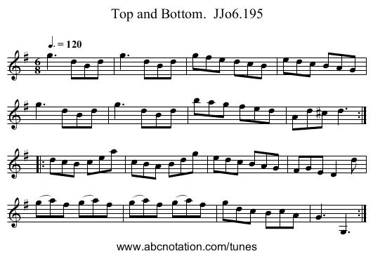 Top and Bottom.  JJo6.195 - staff notation