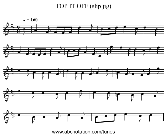 TOP IT OFF (slip jig) - staff notation