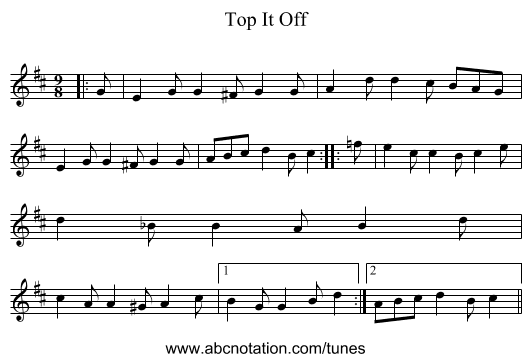 Top It Off - staff notation