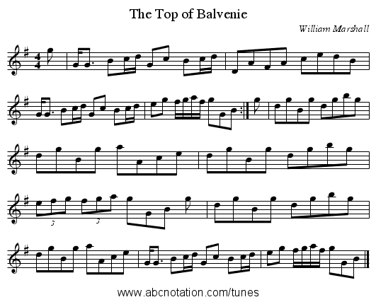 Top of Balvenie, The - staff notation